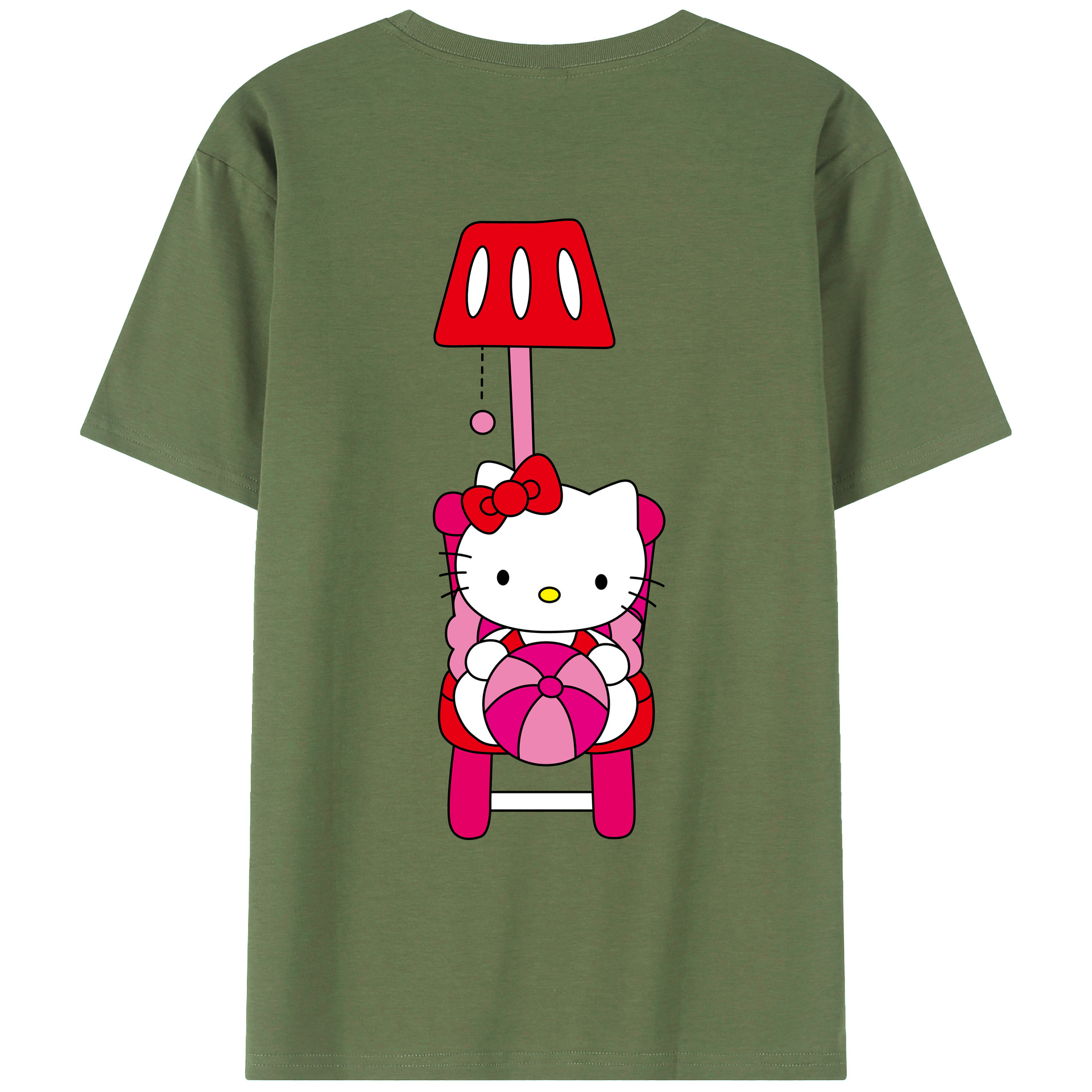 （画像用） Hello Kitty ハローキティ 綿100％ メンズ半袖Tシャツ（バックプリント） 通気性